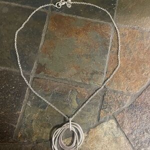 Sterling Silver Multi-Ring Pendant Necklace - Women Jewelry